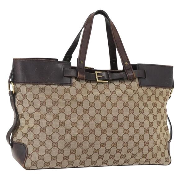 GUCCI Handbags - GUCCI GG Canvas Tote Bag Beige Gold 106251 Auth 162943